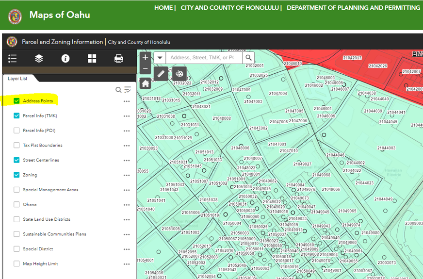 Multiple Property Addresses Verify on Honolulu County site