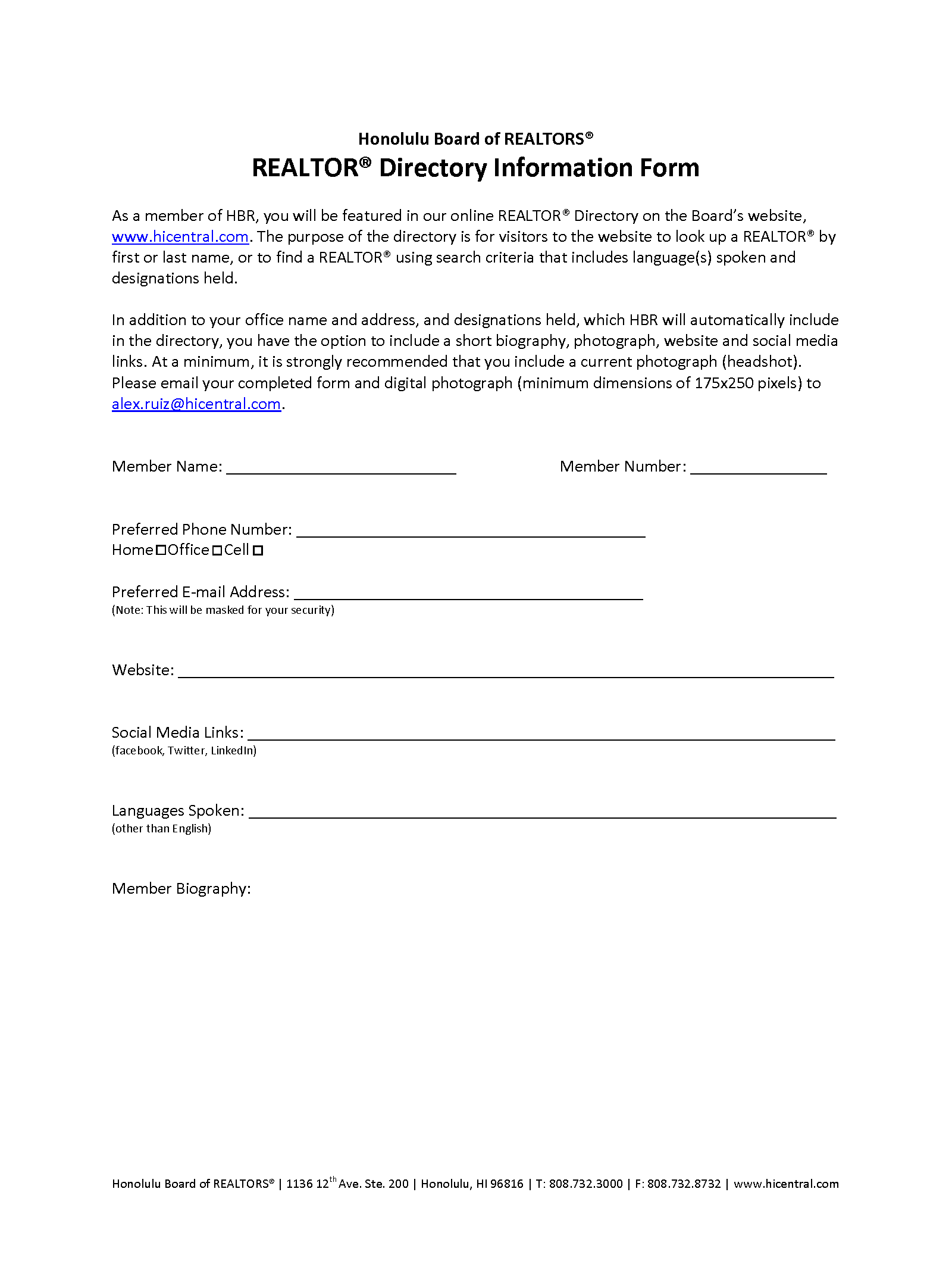 REALTOR® Directory Form HiCentral MLS Knowledge Base